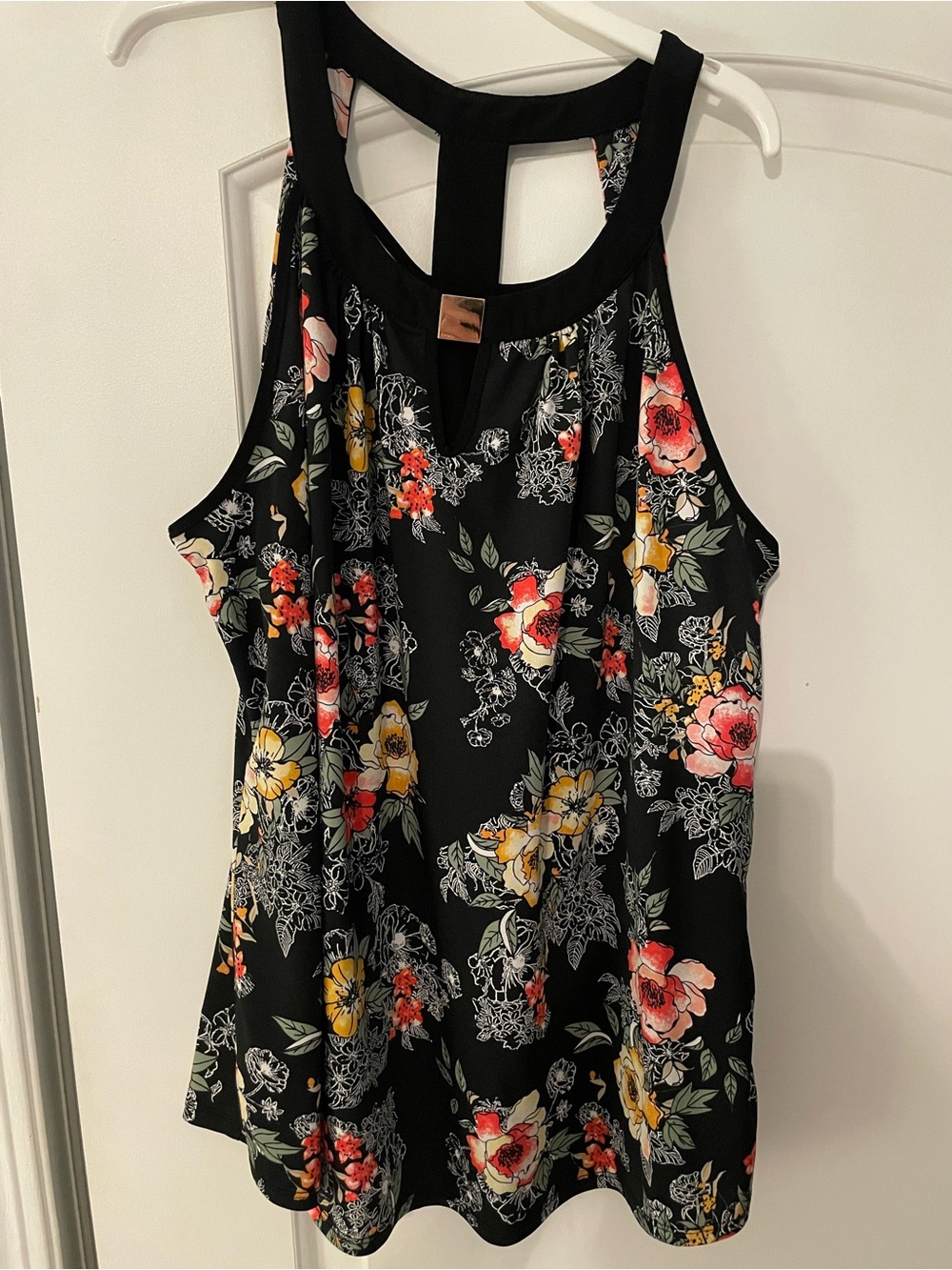 PerSeption Concept Black Floral Halter Camisole